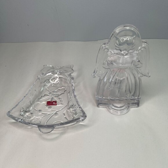 Mikasa Angel Tea Candle Holder & Bell Shaped Clear Crystal Candy Dish Christmas - Picture 5 of 13